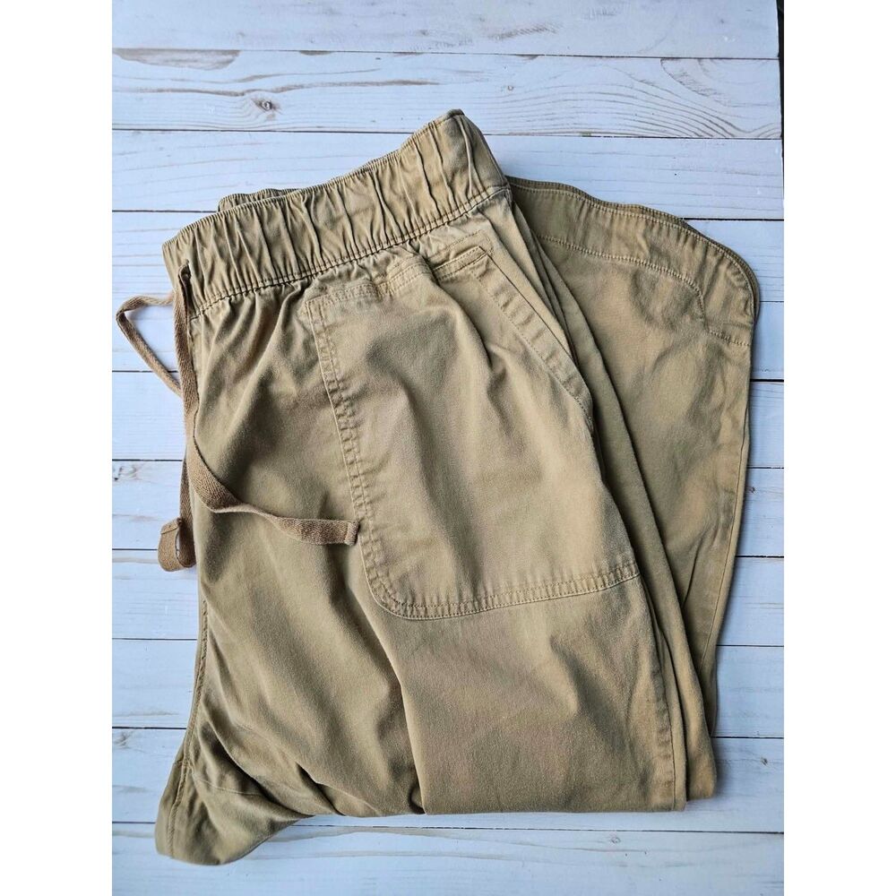Lane Bryant Size 18 Khaki Cargo Utility Pants Elastic Waist Drawstring